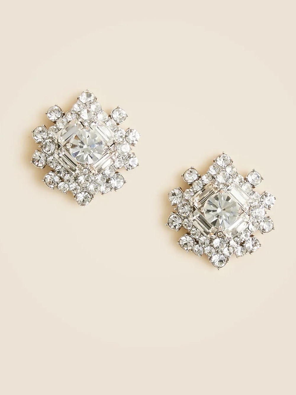 J crew silver Crystal stud earrings